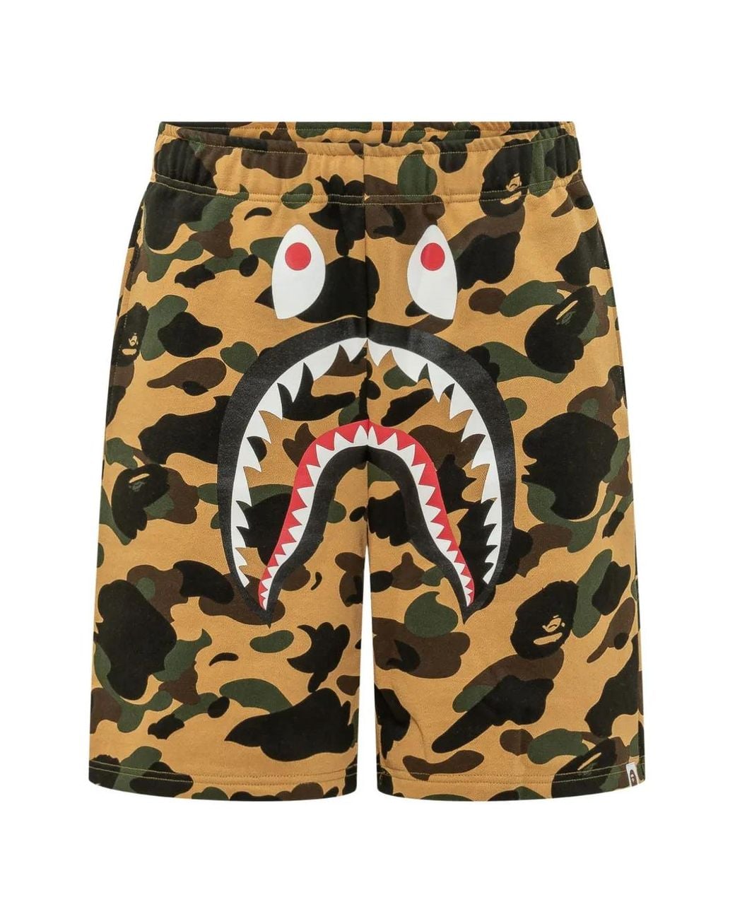 A Bathing Ape Yellow 1St Camo Shark Camouflage Shorts for men