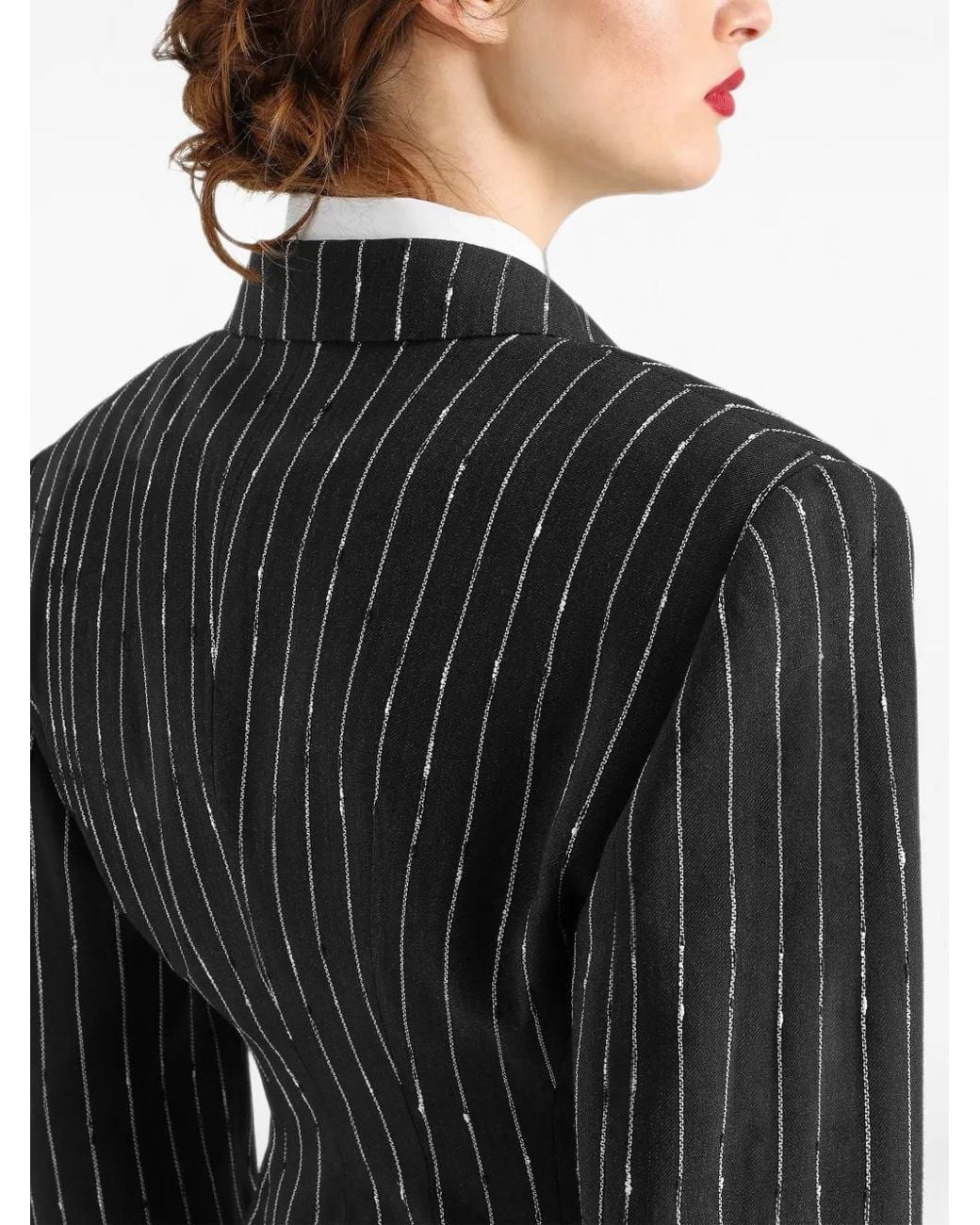 Dolce & Gabbana Black Double-Breasted Pinstripe-Virgin-Wool Jacket