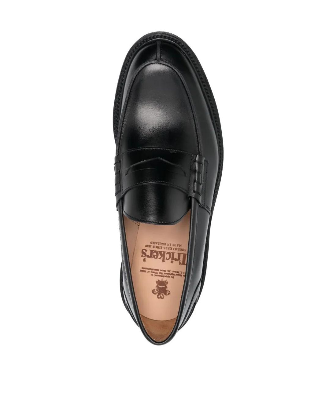 Tricker's Black Almond Toe Leather Loafers for men