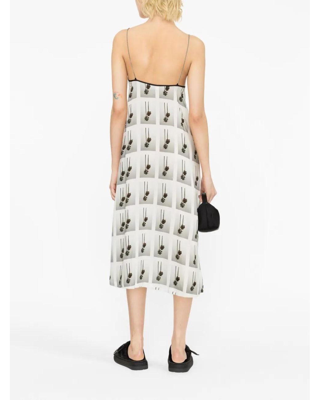Palm Angels White Palm-Tree Midi Dress