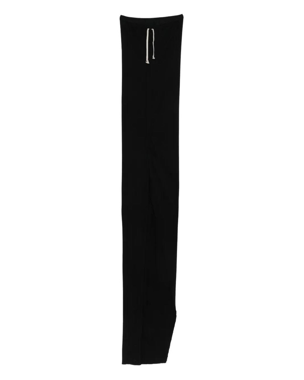 Rick Owens Black Drawstring-Waist Side-Slit Maxi Skirt