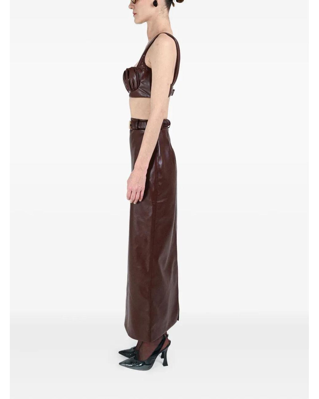 ROWEN ROSE Brown Belted Skirt