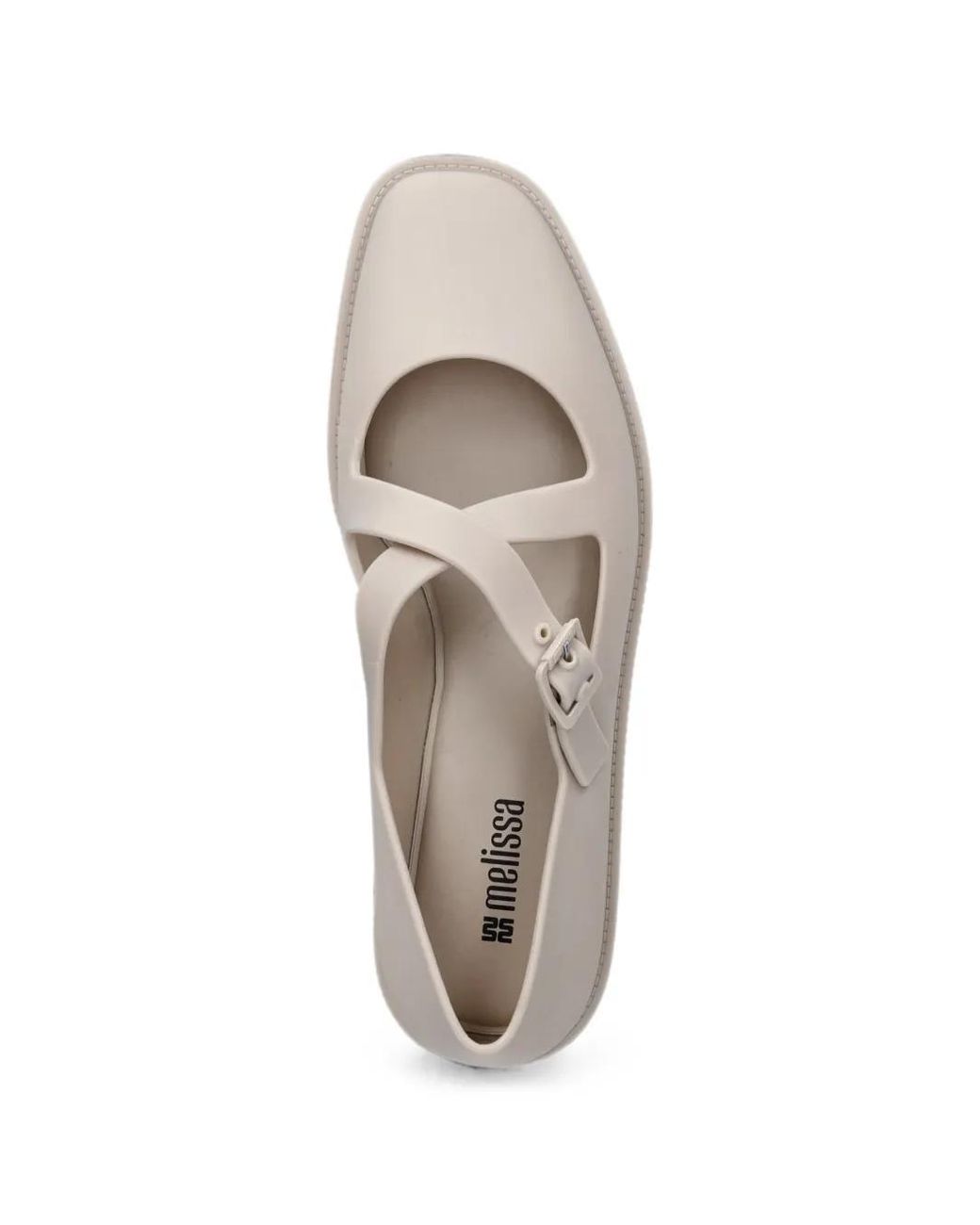 Melissa White Buckle-Fastening Crossover-Strap Ballet Flats