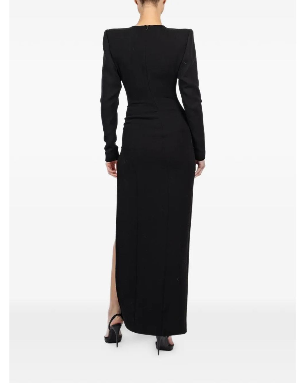 Wardrobe NYC Black Shoulder-Pad Maxi Dress