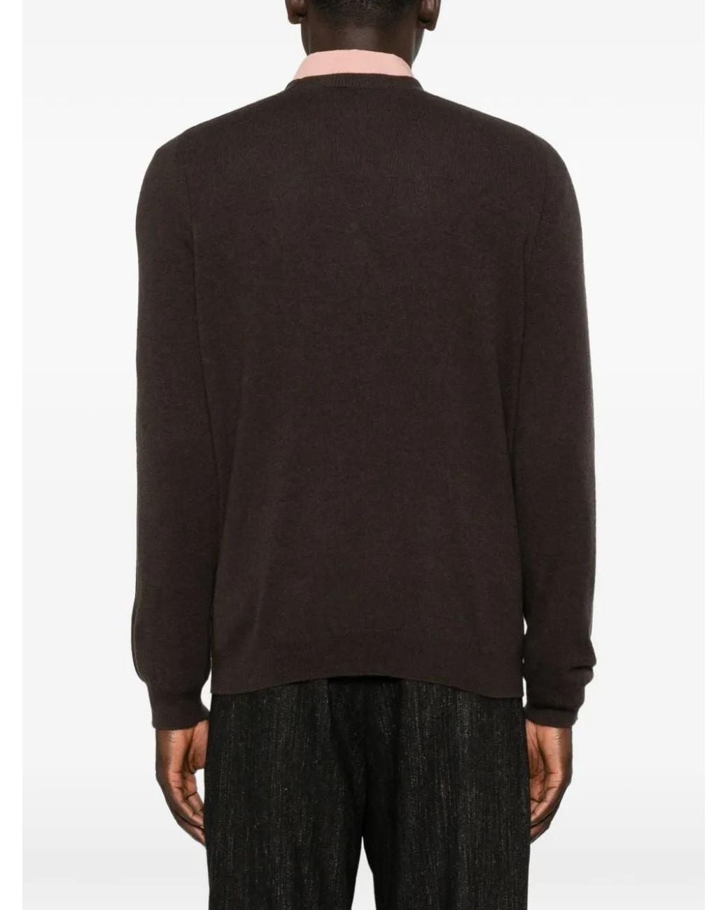 Amaranto Black Crew-Neck Sweater for men