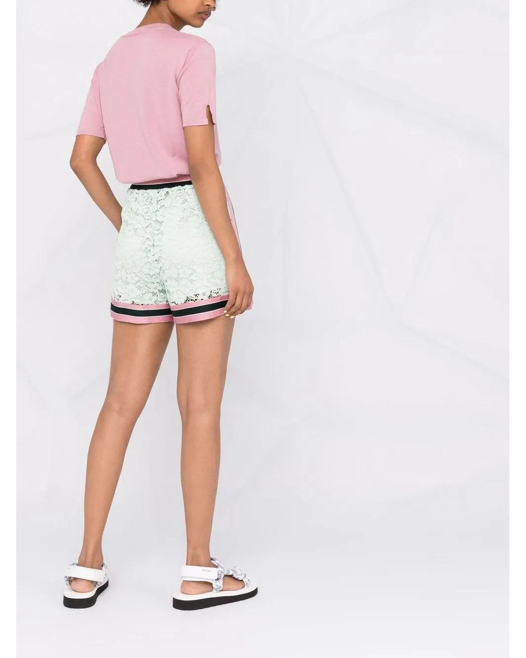 Dolce & Gabbana Gray Contrast-Stripe Lace Shorts