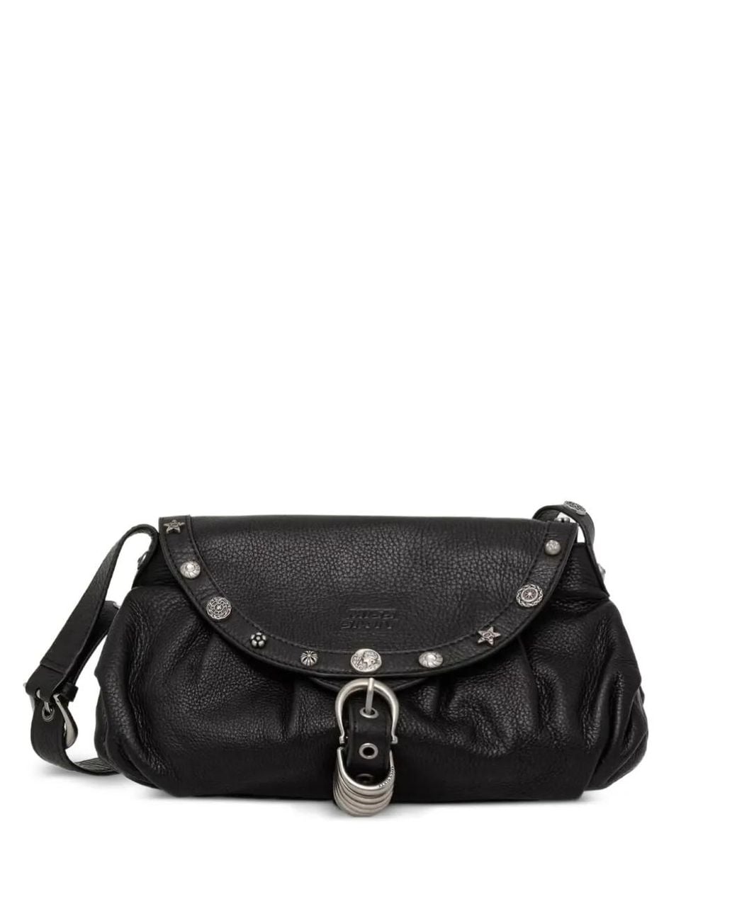 Miss Sixty Black Stud-Embellished Buckle-Detail Shoulder Bag