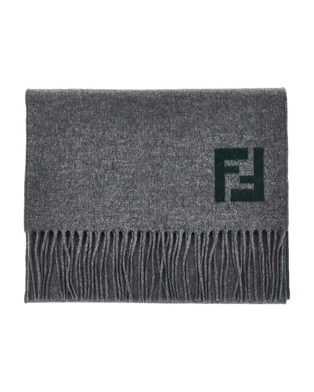 Fendi Gray Wool-Blend Scarf for men