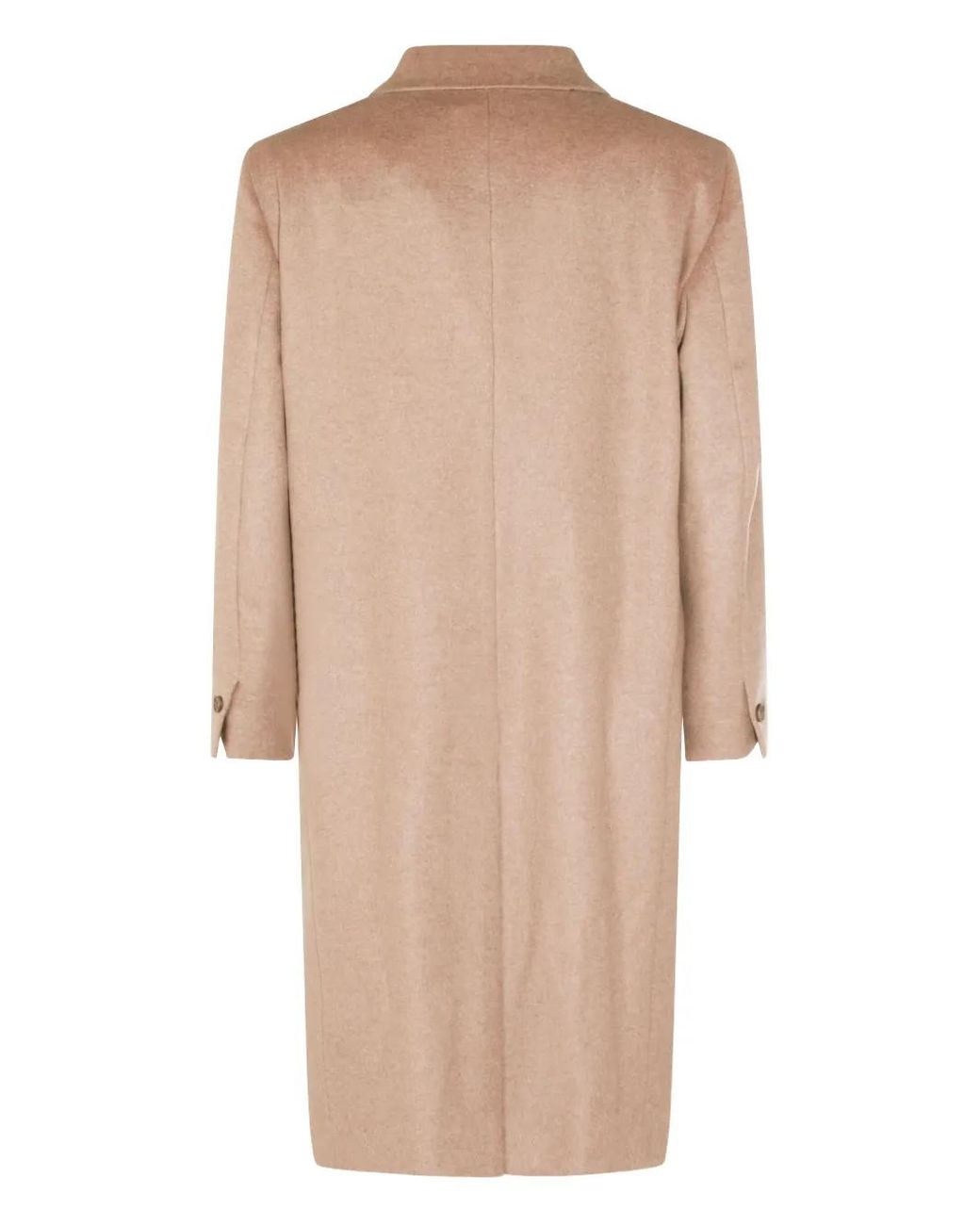Hevò Natural Double-Breasted Wool Coat for men