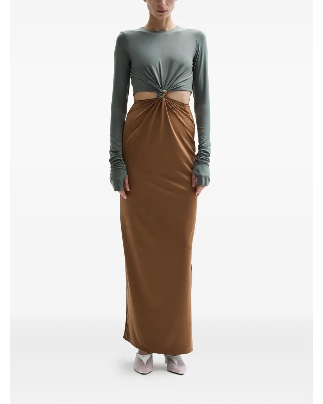 Atu Body Couture Brown Split Ring-Knot Detail Dress