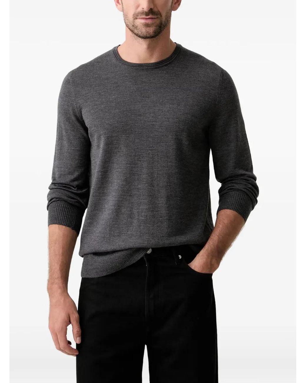 Joop! Gray Crew-Neck Long-Sleeve Sweater for men