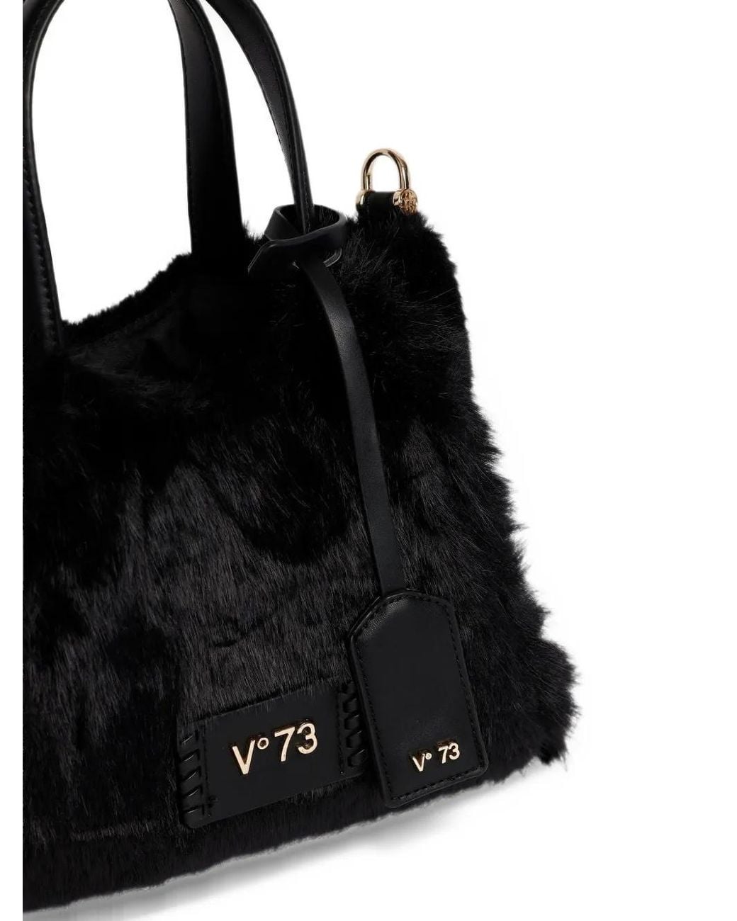 V73 Black Smeraldo Faux-Fur Tote Bag
