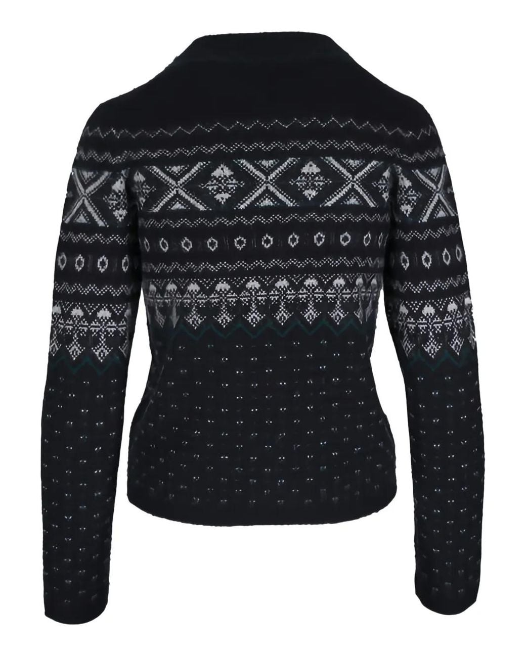 Vince Black Fair Isle Plush Crew-Neck Sweater