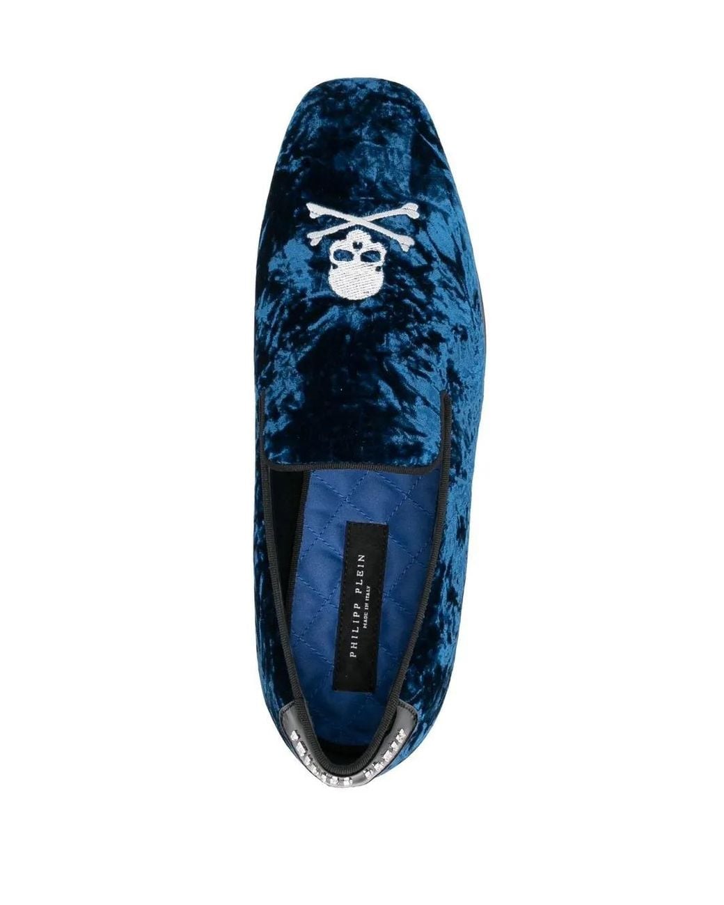 Philipp Plein Blue Skull-Appliqué Slippers