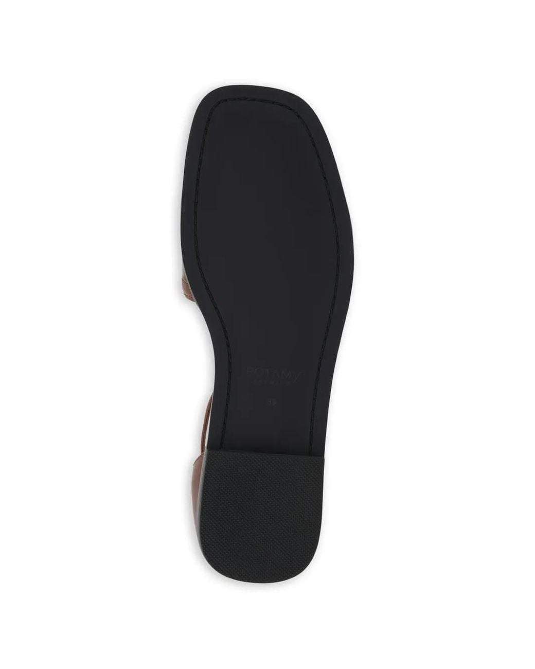 POTAMY Brown Buckle-Detail Strap Leather Sandals