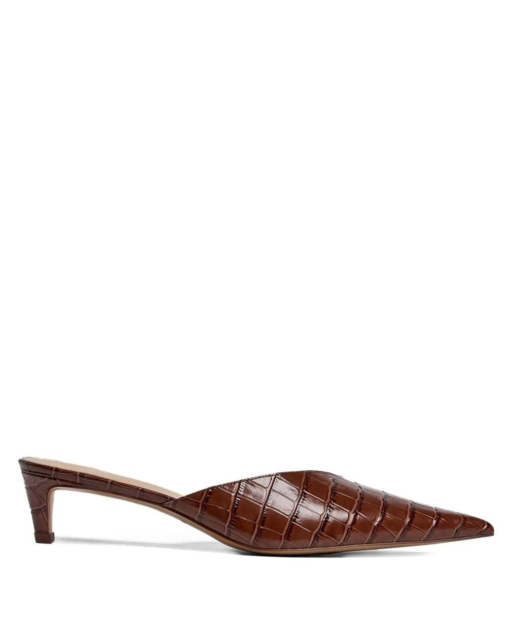 12 STOREEZ Brown 40Mm Crocodile-Embossed Pointed-Toe Mules