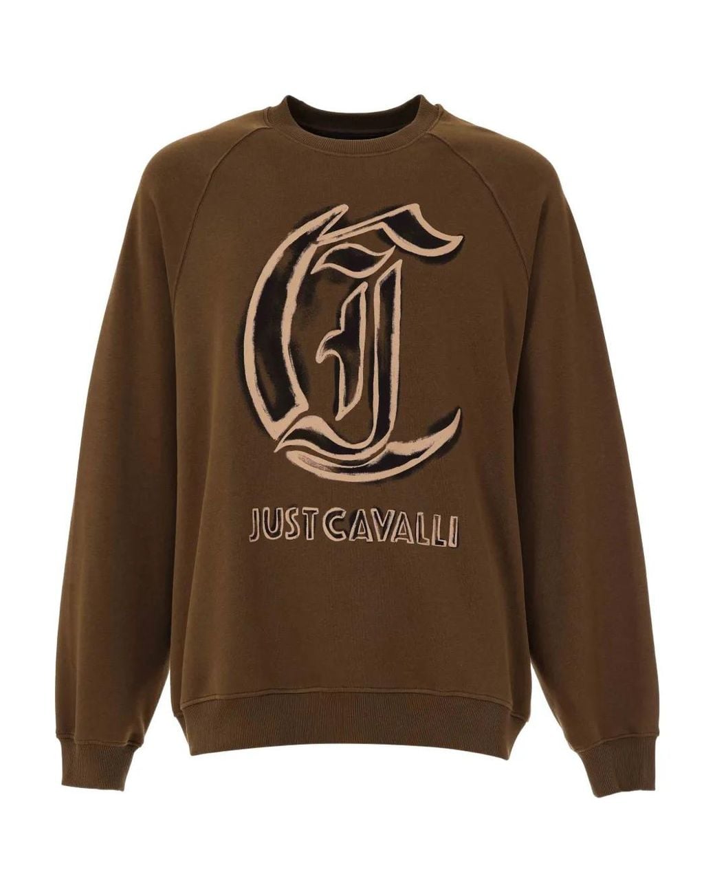 Just Cavalli Brown Logo-Print Raglan Sweatshirt for men
