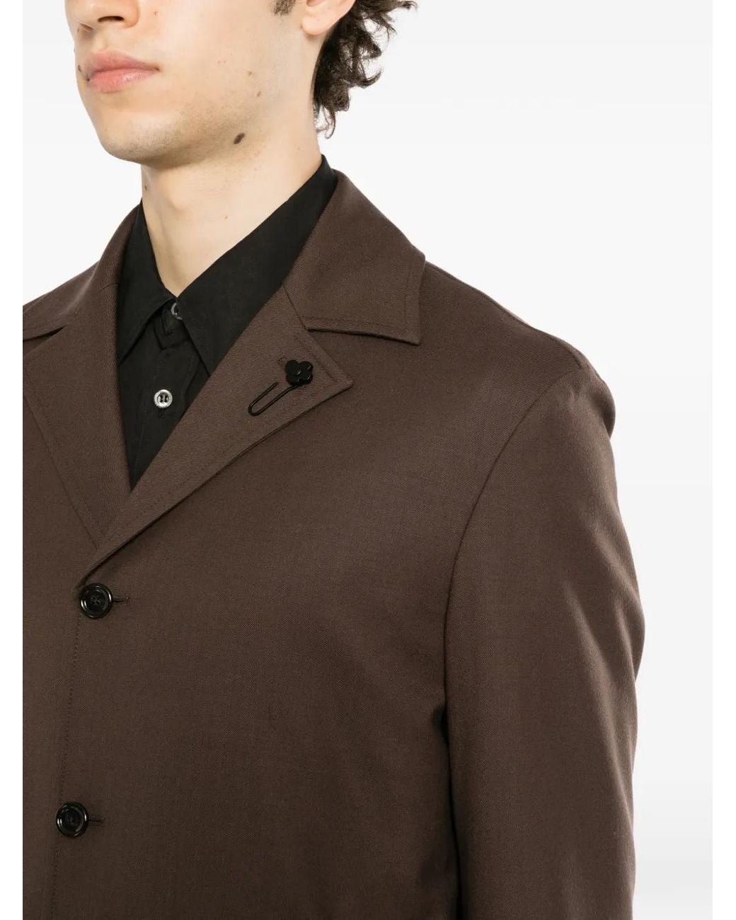 Lardini Brown Notched-Lapels Single-Breasted Jacket for men