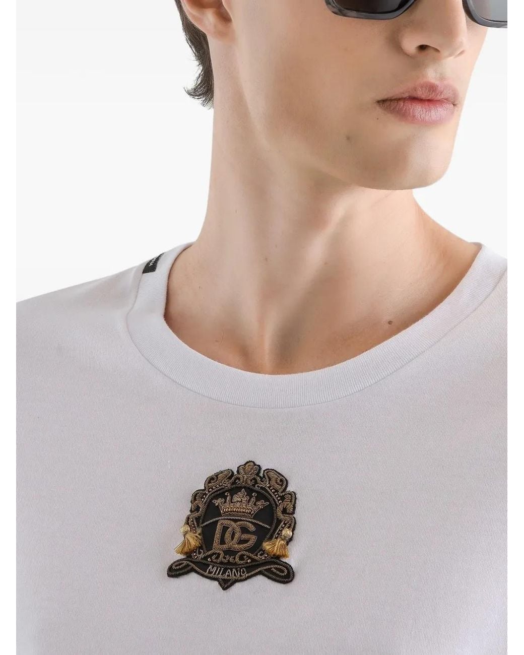 Dolce & Gabbana White T-Shirt With Heraldic Patch for men