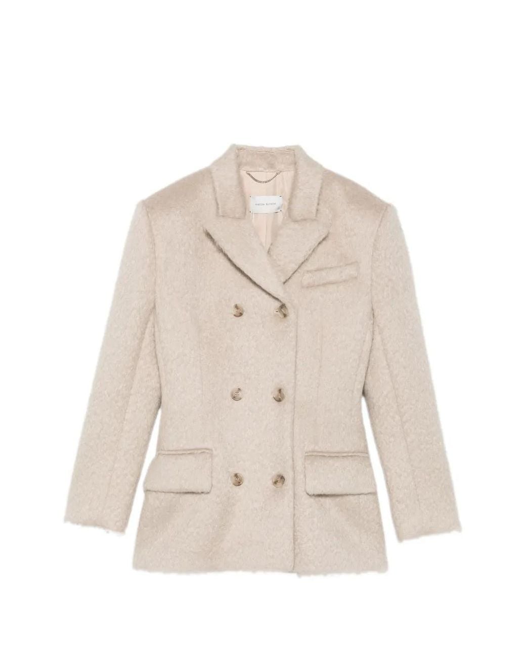 Magda Butrym White Double-Breasted Padded-Shoulder Jacket