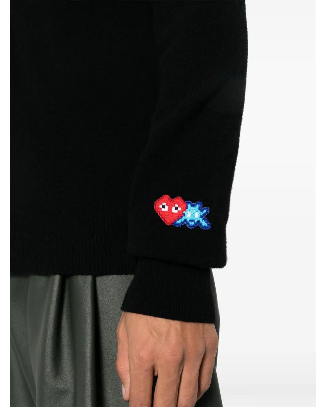 COMME DES GARÇONS PLAY Black X The Artist Invader Wool Cardigan for men