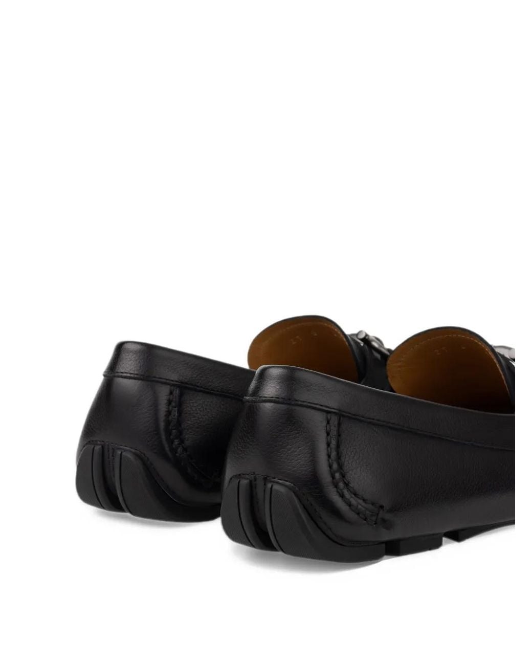 Ferragamo Black Gancini Ornament Driver Loafers for men