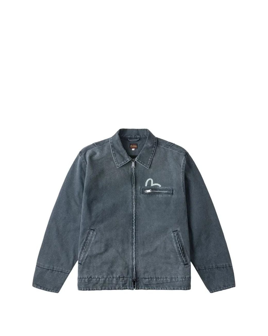 Evisu Blue Seagull-Print Rose-Embroidered Jacket for men