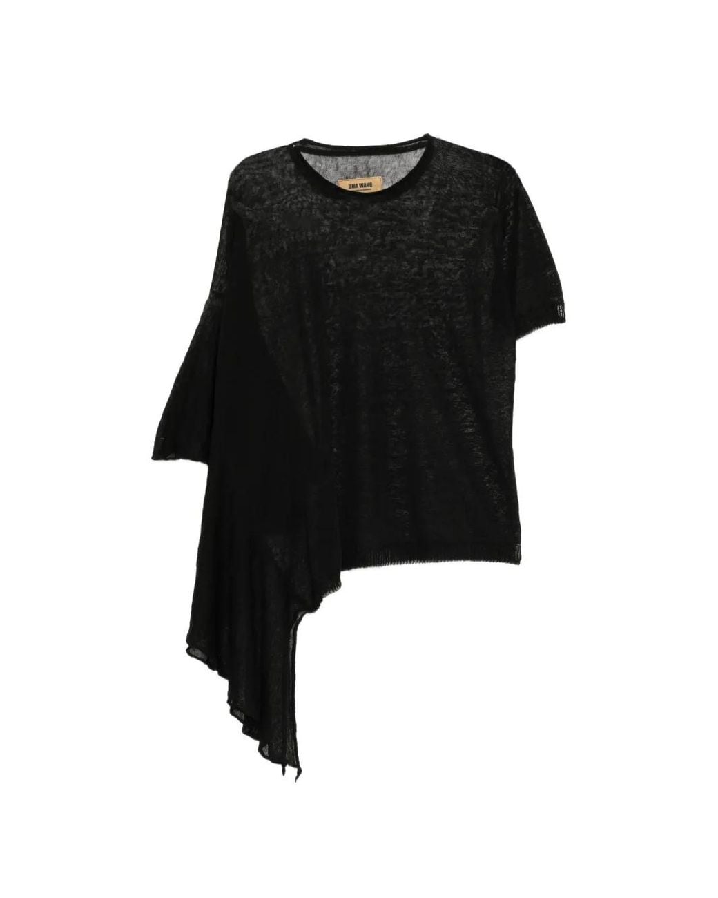 Uma Wang Black Asymmetric Knitted Top