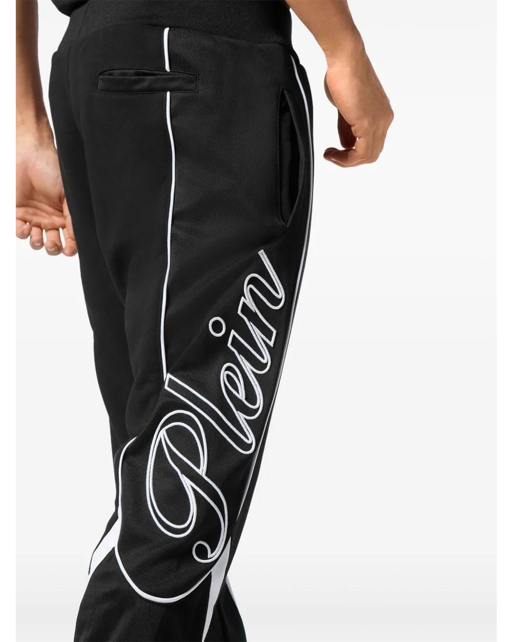 Philipp Plein Black Jersey Track Trousers for men