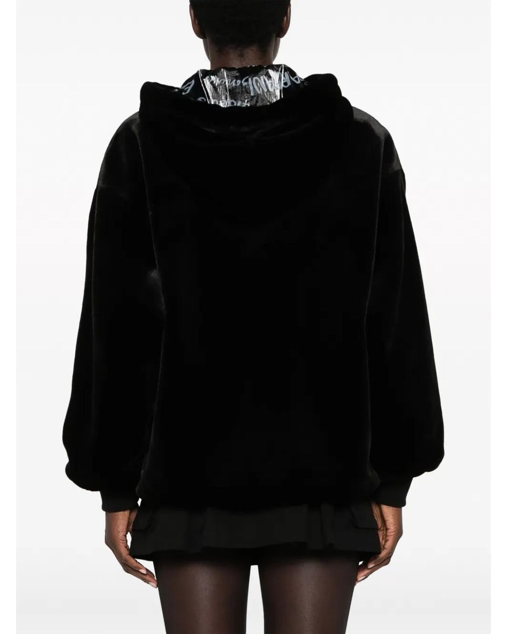 Emporio Armani Black Faux-fur Hooded Jacket