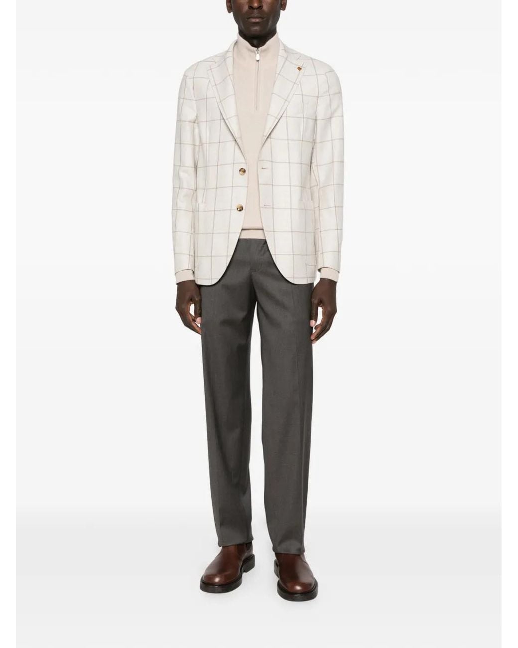 Latorre White Grid-Pattern Blazer for men