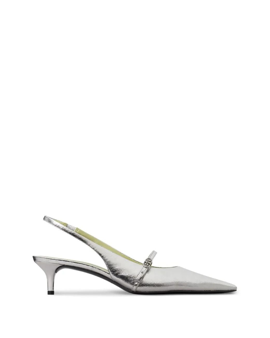 Tory Burch White Double T Buckle Mary Jane Slingbacks