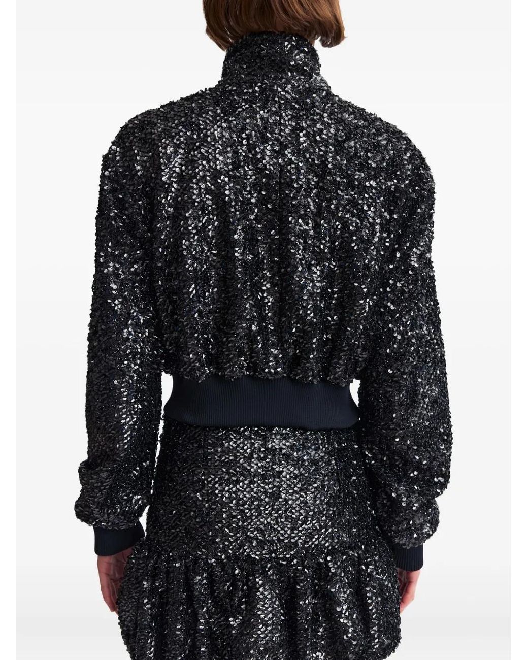 16Arlington Black Cosima Sequin Embellished Bomber Jacket