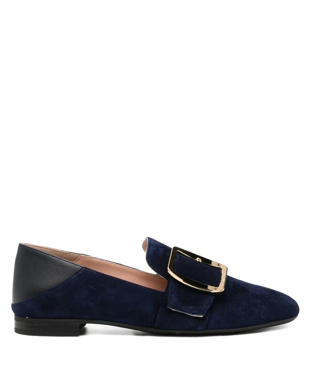 Bally Blue Buckle Strap Loafers