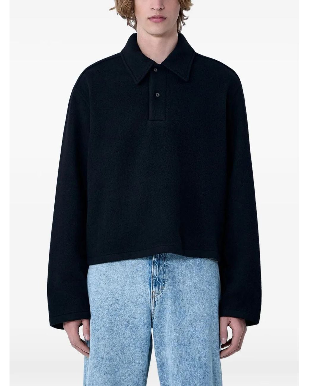 Rier Blue Long-Sleeved Polo Sweater