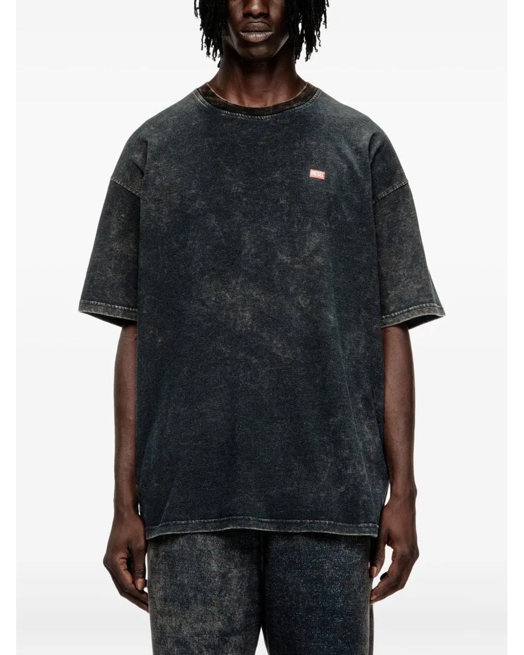 DIESEL Blue Acid-Washed Tee for men