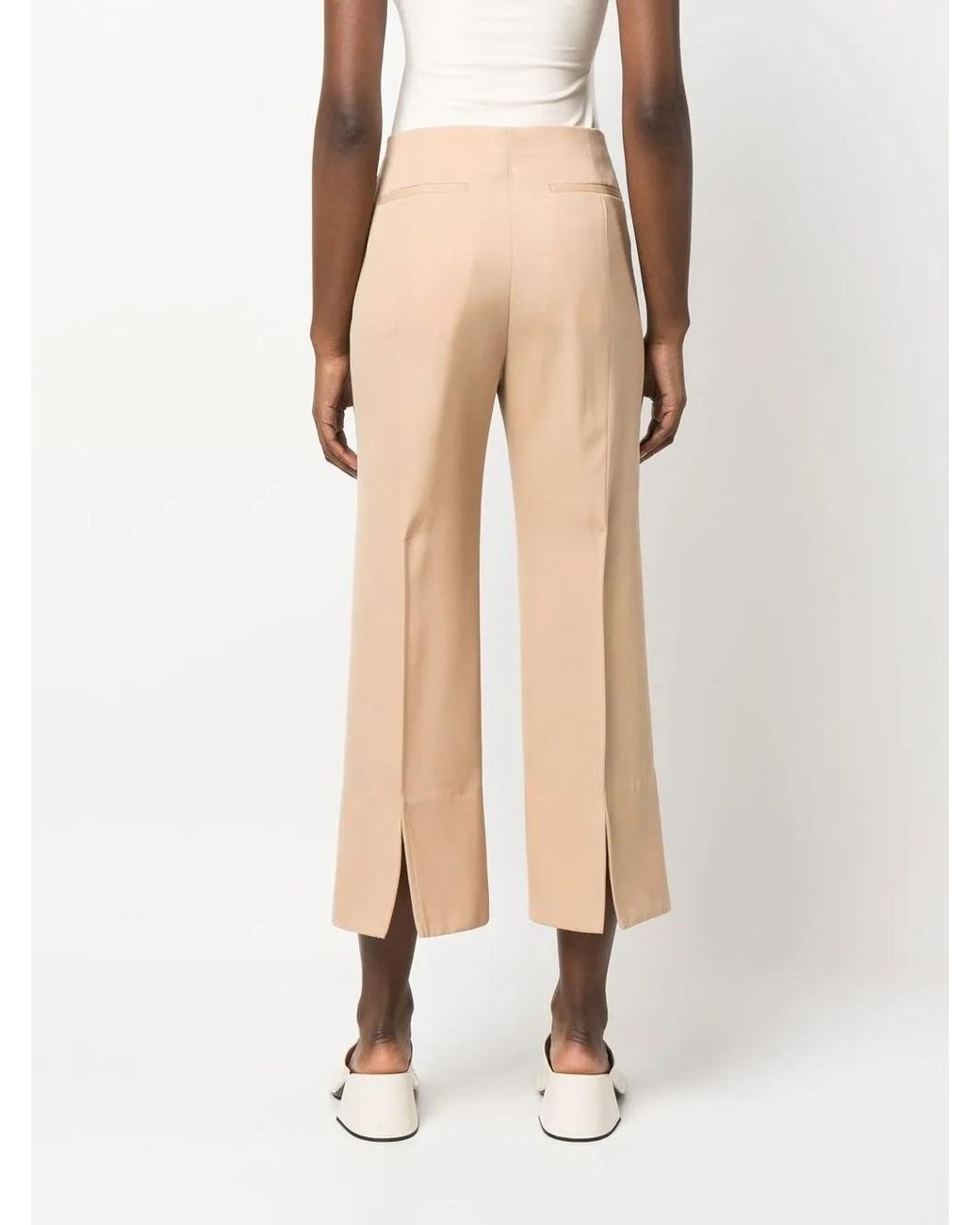 Jil Sander Natural Cropped Cotton Trousers