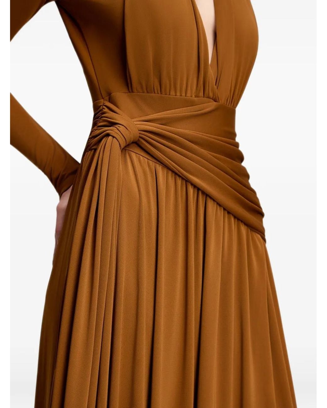 Cinq À Sept Brown Zaviana Knotted-Waist Dress
