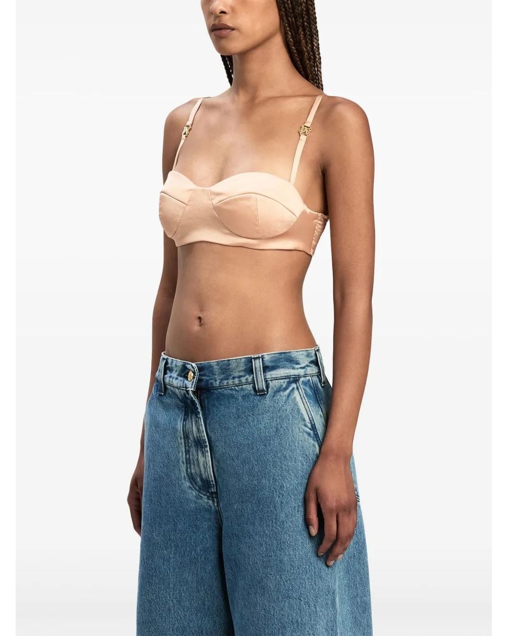 Palm Angels Natural Logo-Plaque Balconette Bra