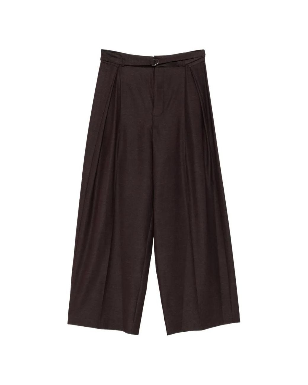 SOLOTRE White Belted Pleated Palazzo Pants