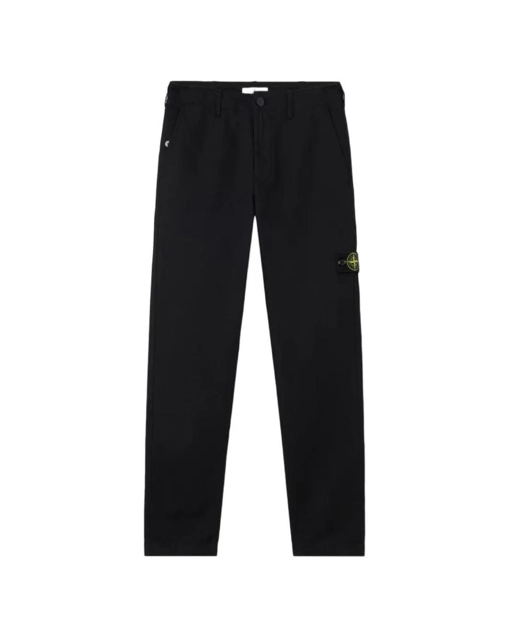 Stone Island Black 3100001 Dense Cotton-Tc Trousers for men