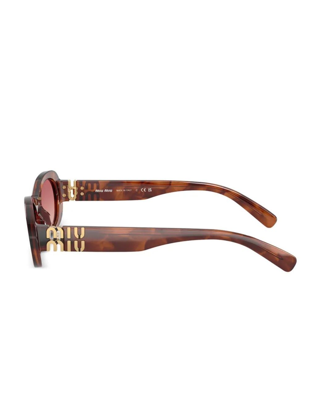 Miu Miu Pink Tortoiseshell-Pattern Oval-Frame Sunglasses