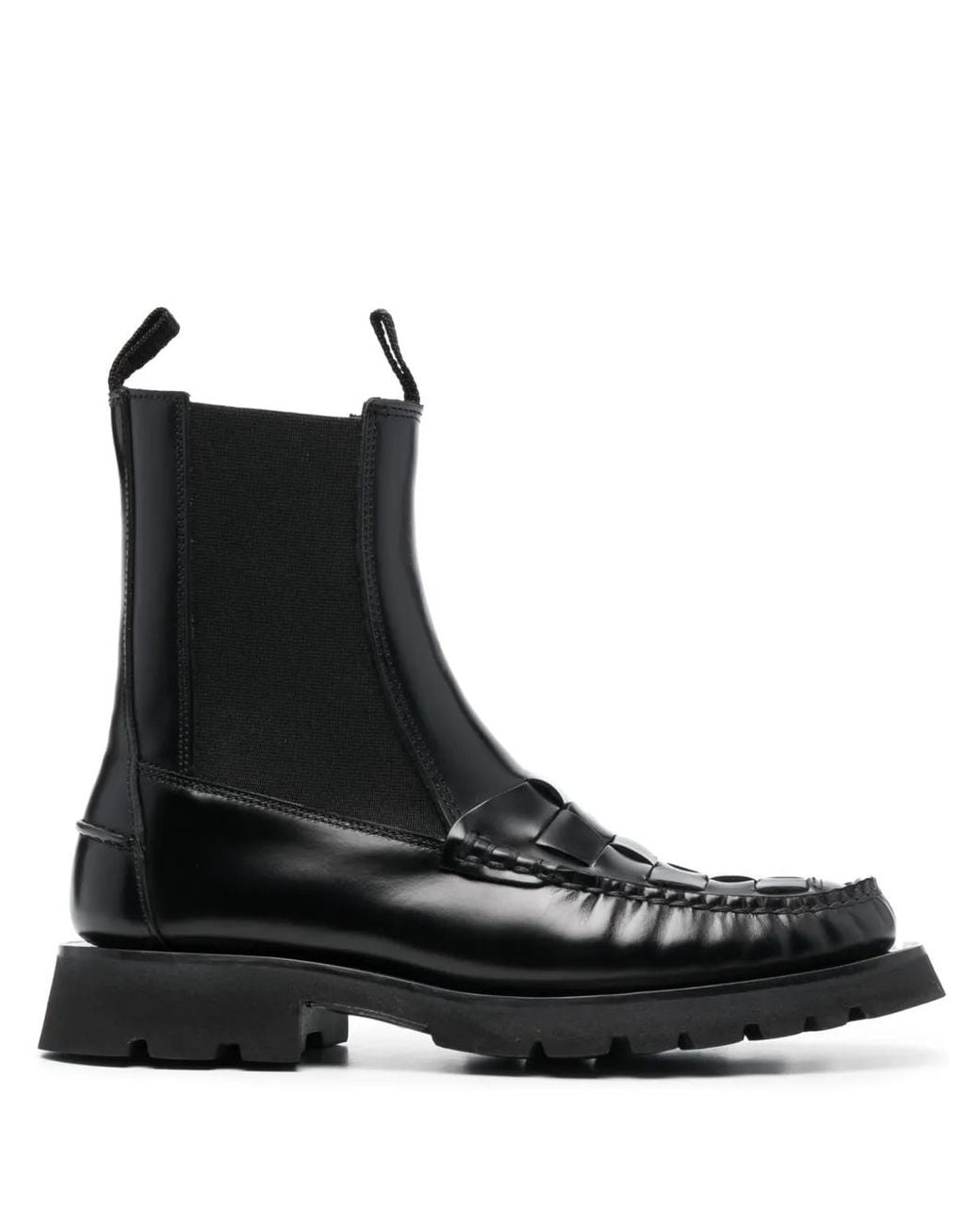 Hereu Black Alda Woven Chelsea Boots