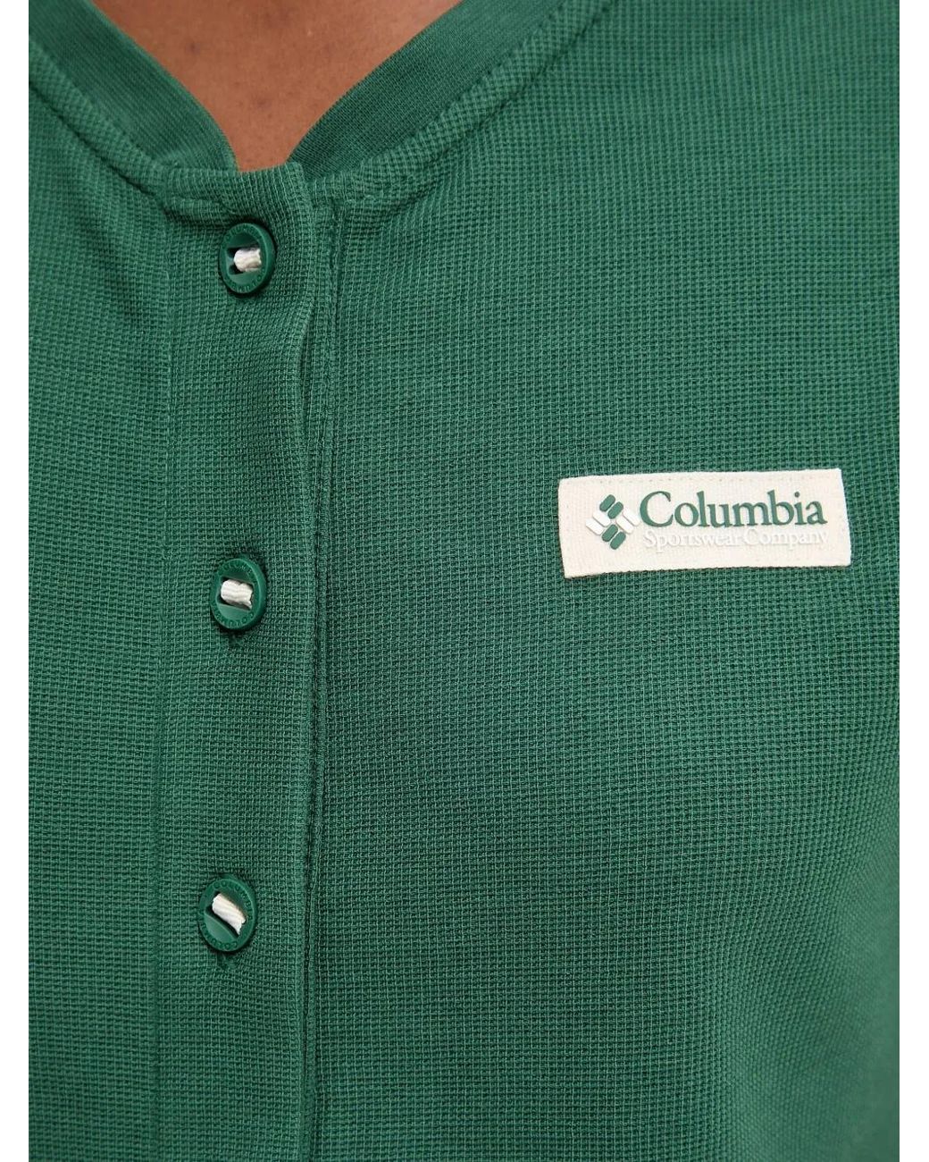 Columbia Green Acker Rock Waffle-Knit Logo-Patch T-Shirt