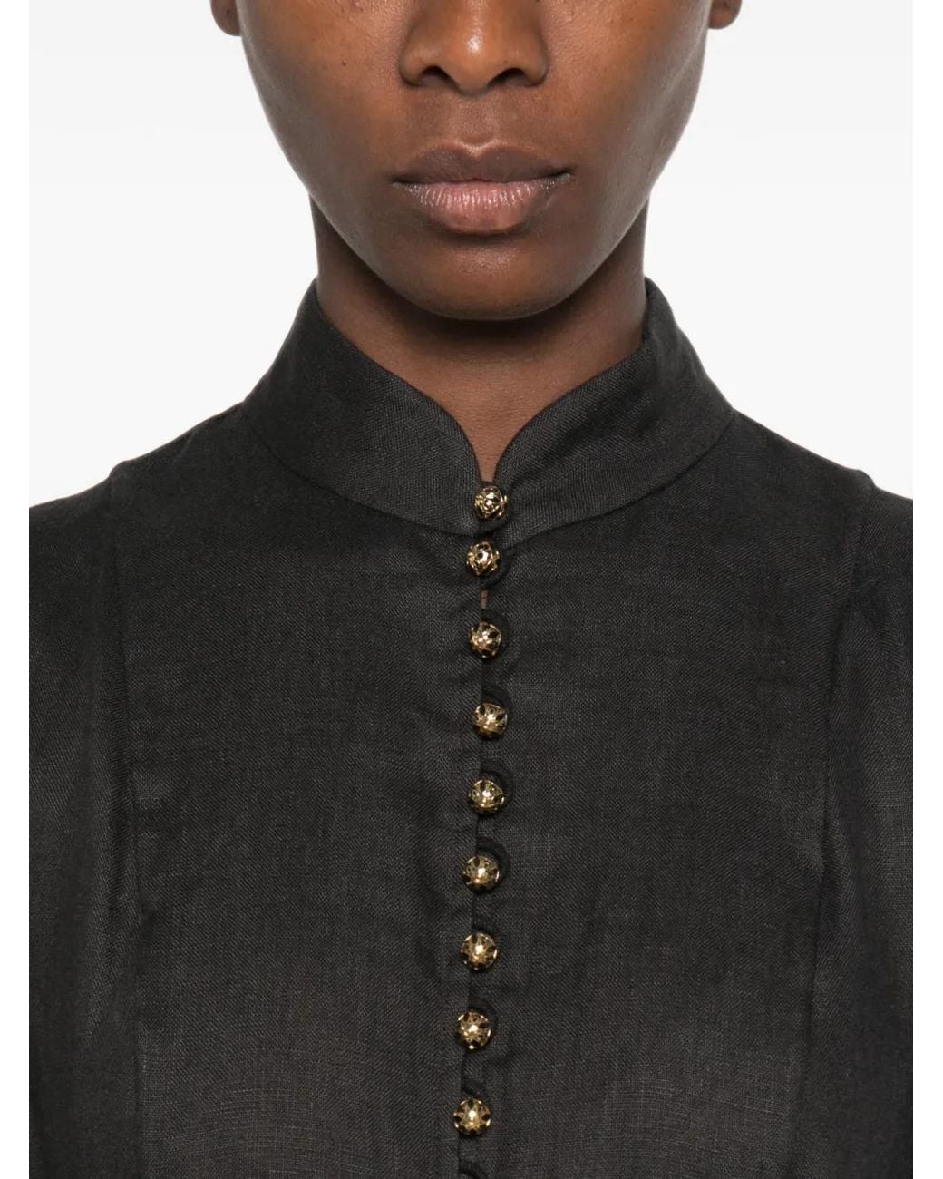 Zimmermann Black Valiant Button Midi Dress