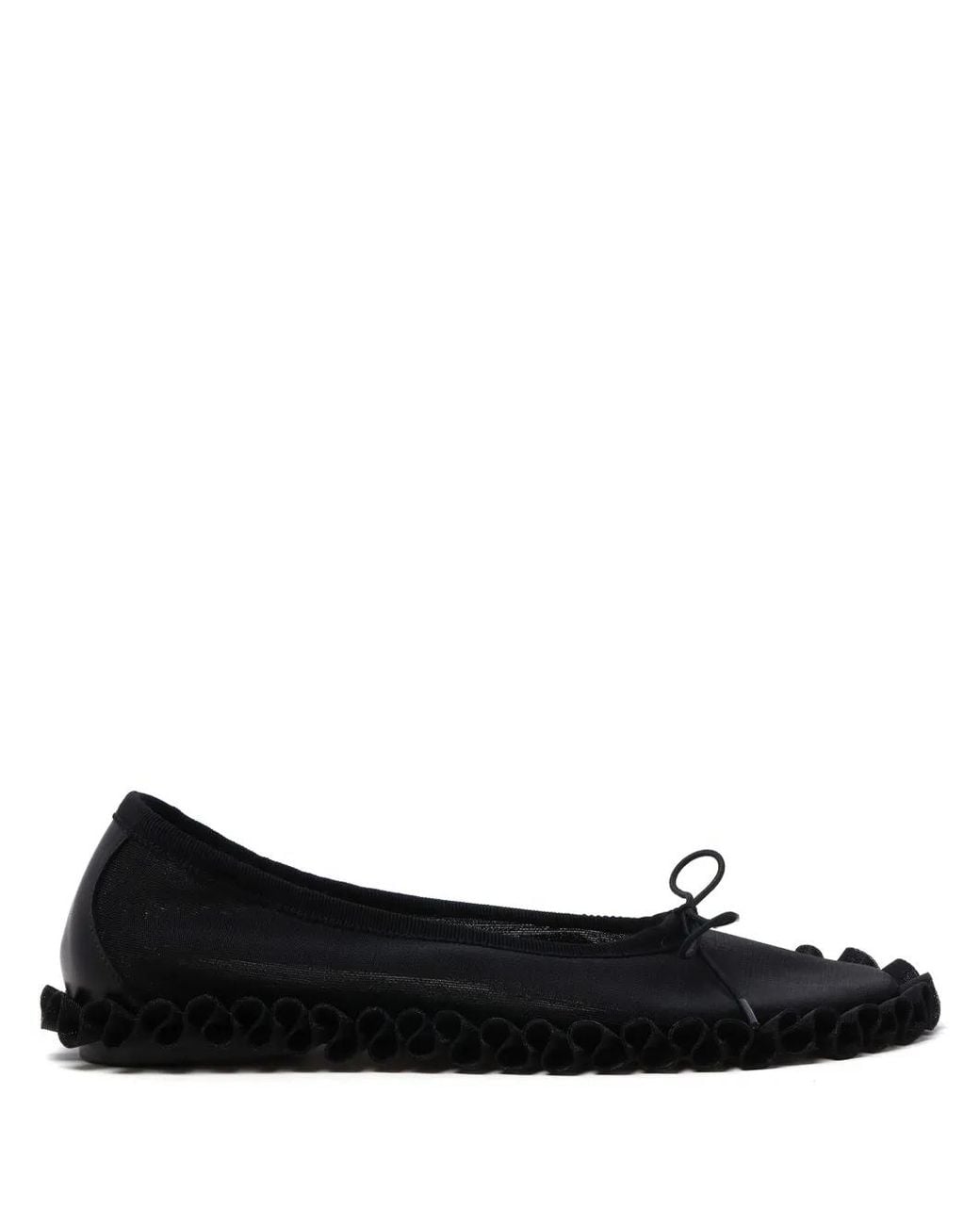 Simone Rocha Black Ruffled-Detail Ballet Flats