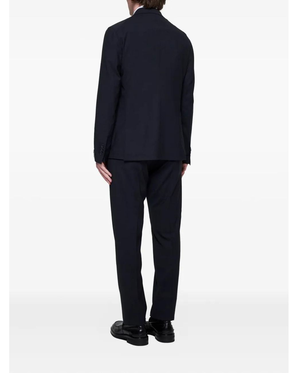 Tagliatore Blue Peak-Lapels Drawstring Suit for men