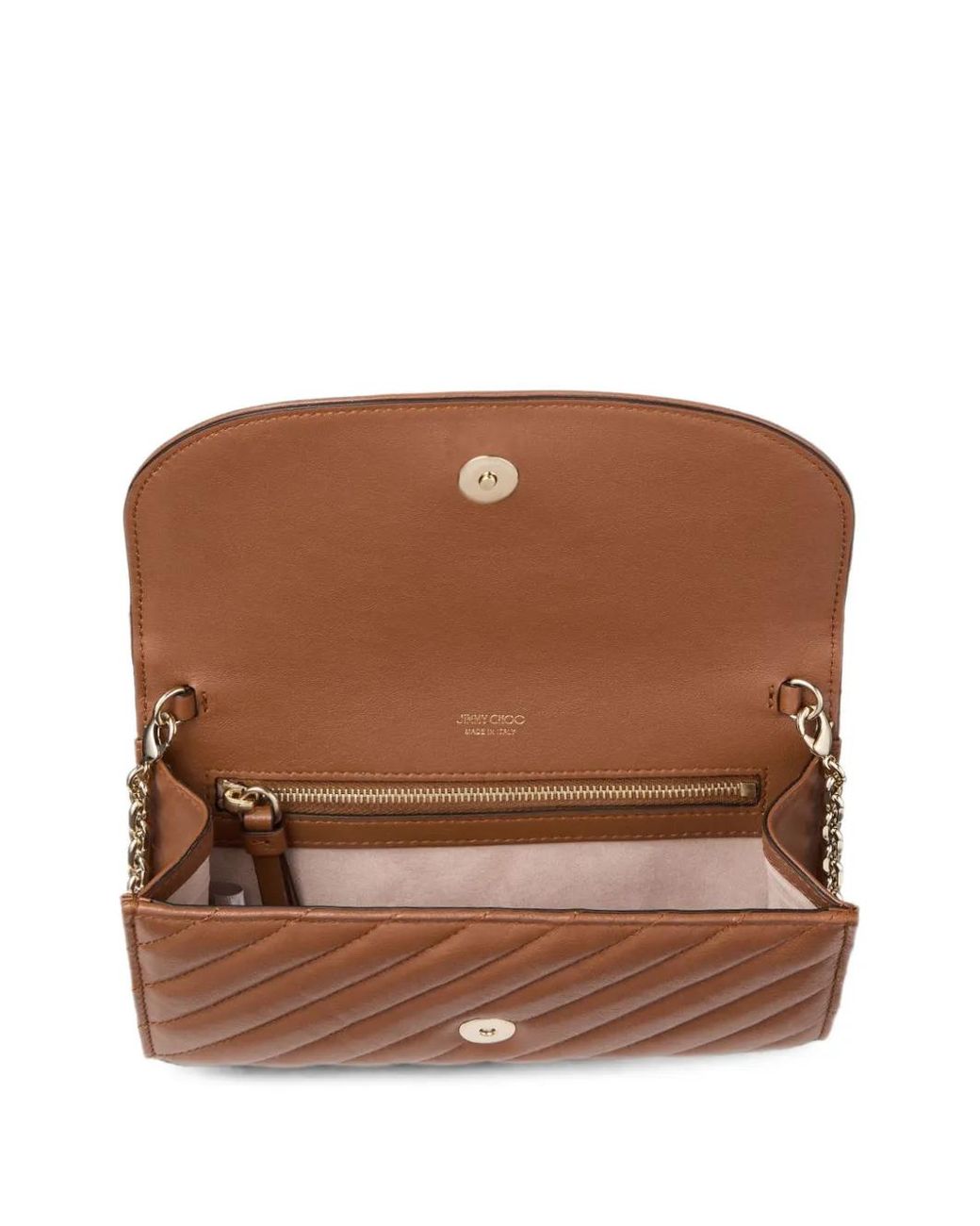 Jimmy Choo Brown Curve Wallet With Chain