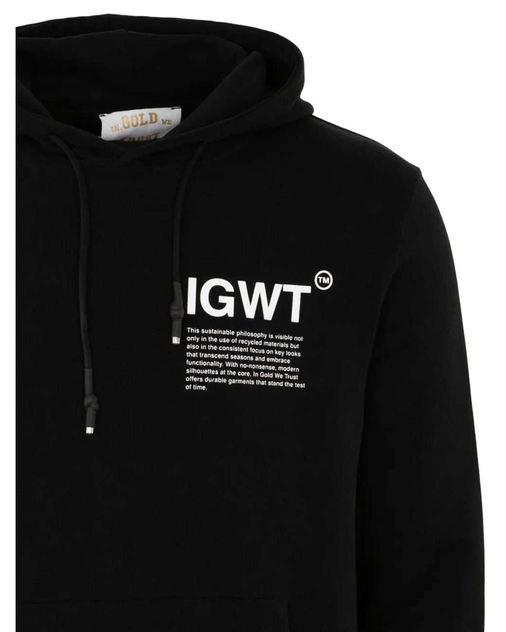 In Gold We Trust Black Evolution Logo-Print Hoodie for men