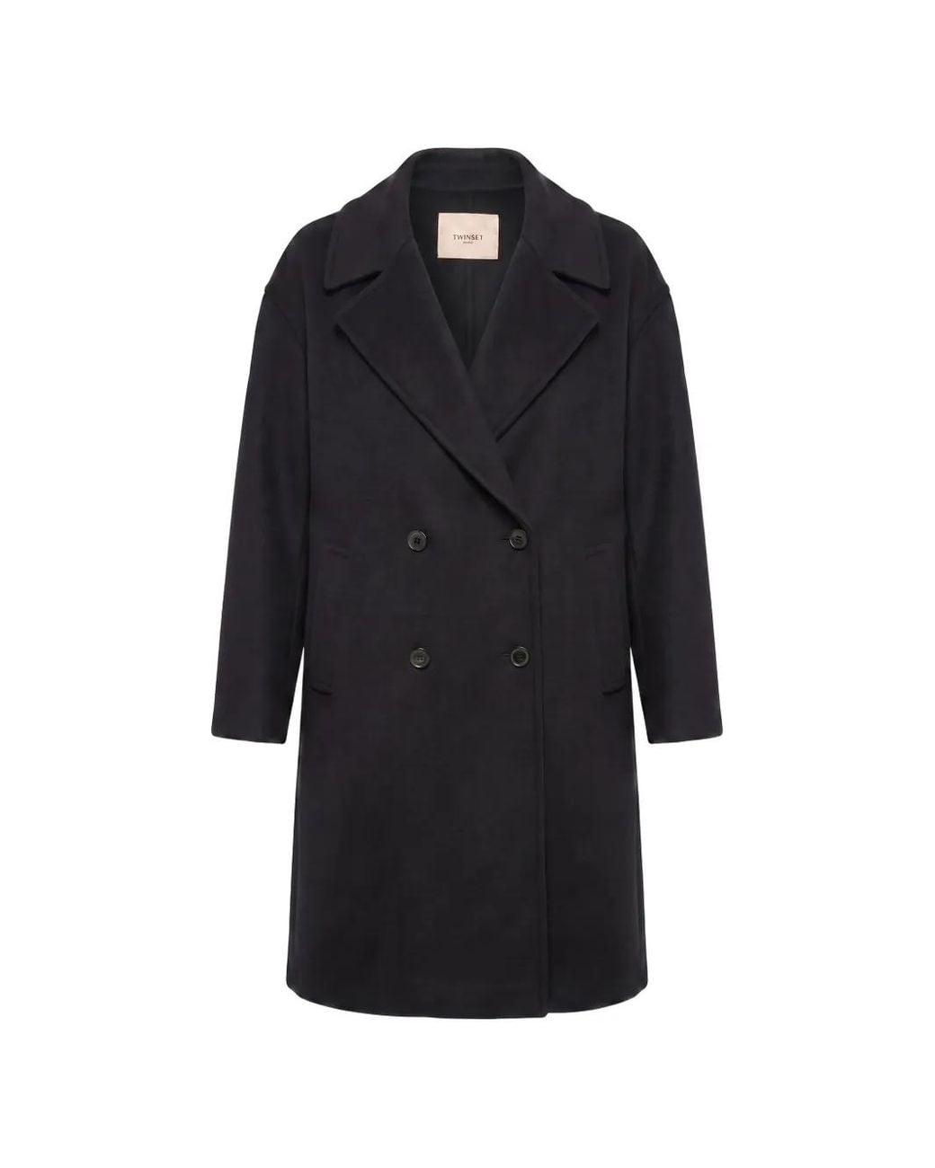 Twinset Blue Double-Breasted Notched-Lapels Coat